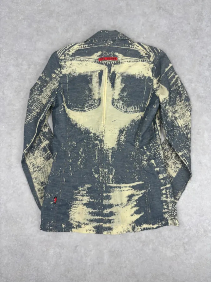 Jean Paul Gaultier Navy Beige Denim Trompe-lœil Blazer Jacket KYutBJu 4