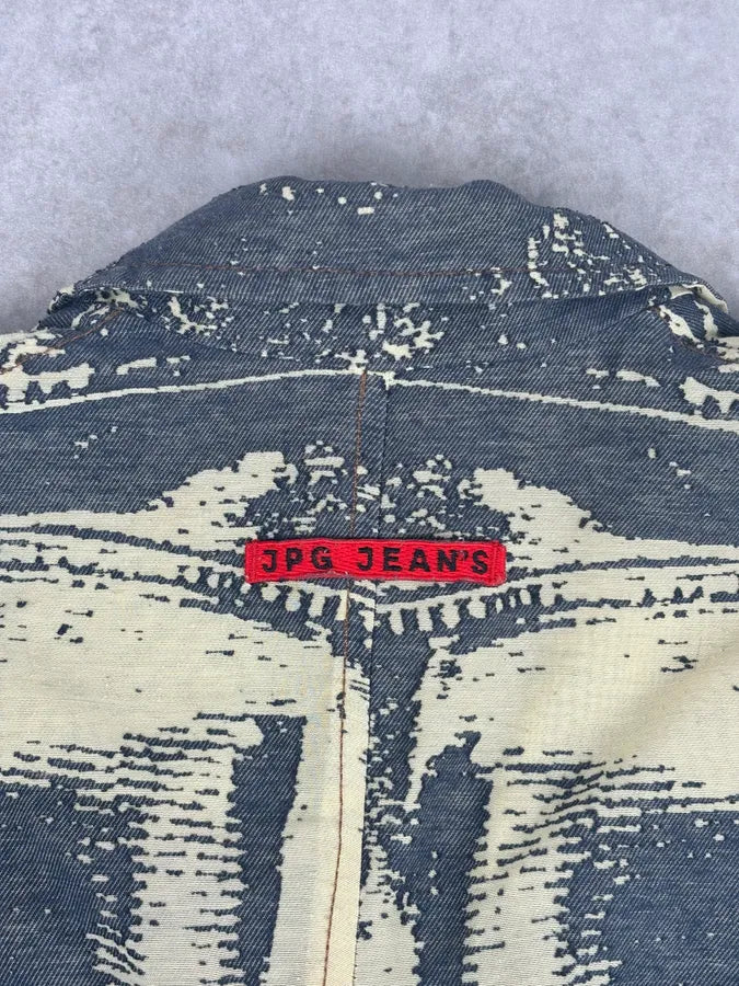 Jean Paul Gaultier Navy Beige Denim Trompe-lœil Blazer Jacket KYutBJu 7