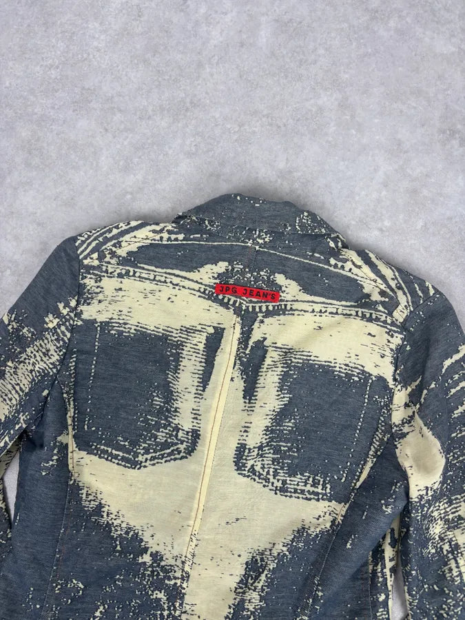 Jean Paul Gaultier Navy Beige Denim Trompe-lœil Blazer Jacket KYutBJu 5