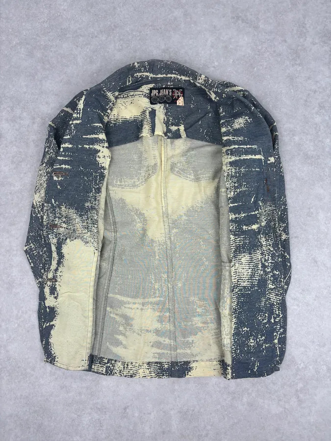 Jean Paul Gaultier Navy Beige Denim Trompe-lœil Blazer Jacket KYutBJu 6