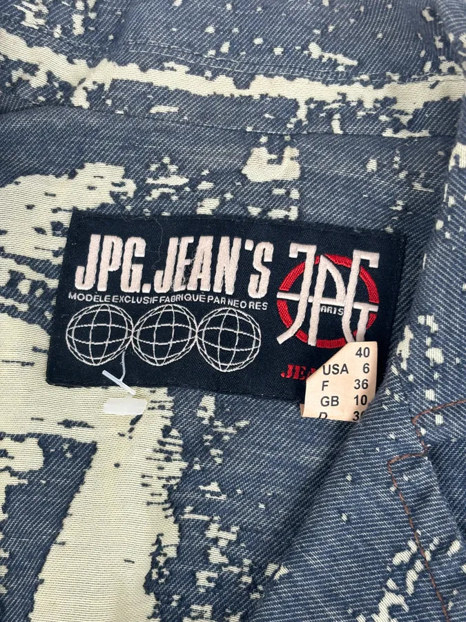 Jean Paul Gaultier Navy Beige Denim Trompe-lœil Blazer Jacket KYutBJu 8