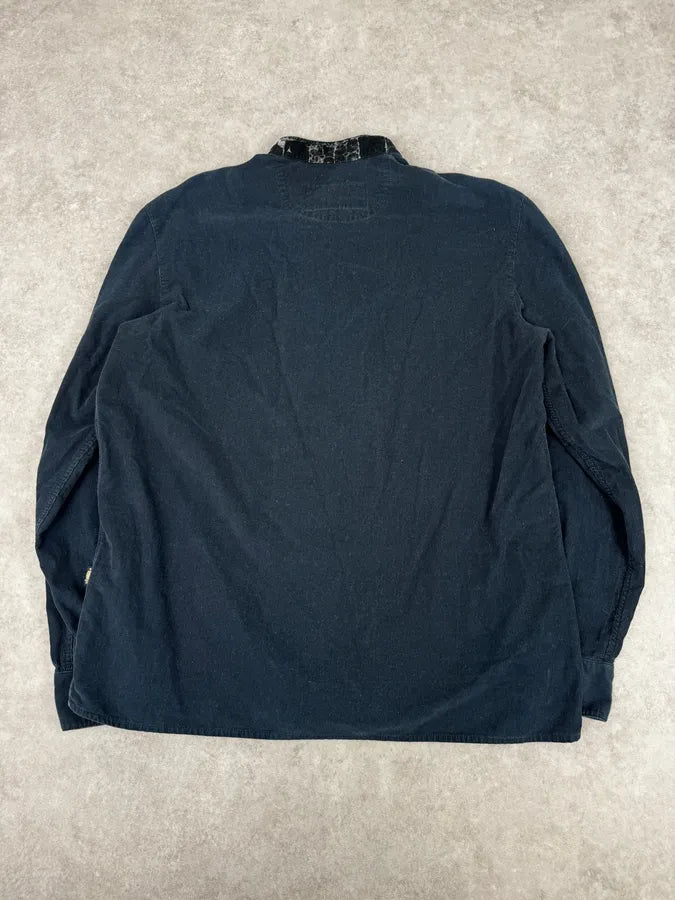 2000s Jean Paul Gaultier Navy Corduroy Henley Shirt DfCsYuv 3