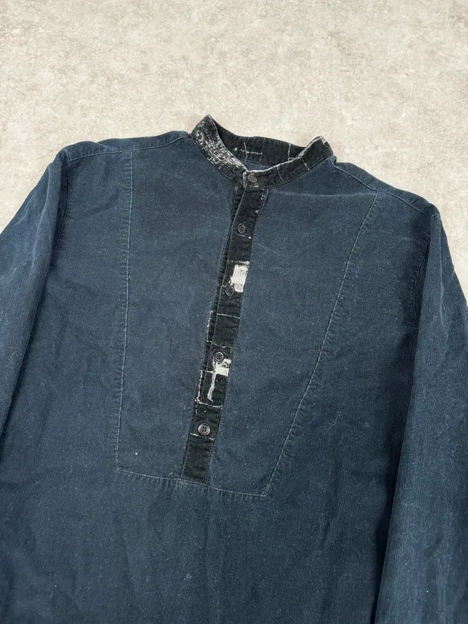 2000s Jean Paul Gaultier Navy Corduroy Henley Shirt DfCsYuv 4