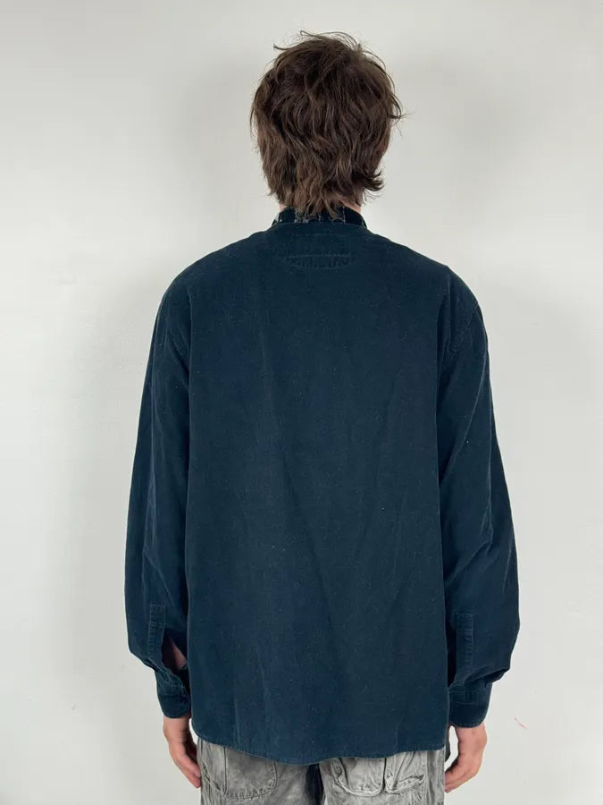 2000s Jean Paul Gaultier Navy Corduroy Henley Shirt DfCsYuv 2