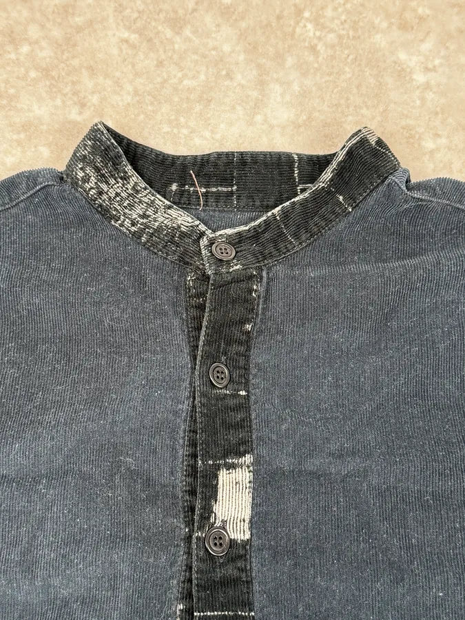 2000s Jean Paul Gaultier Navy Corduroy Henley Shirt DfCsYuv 6