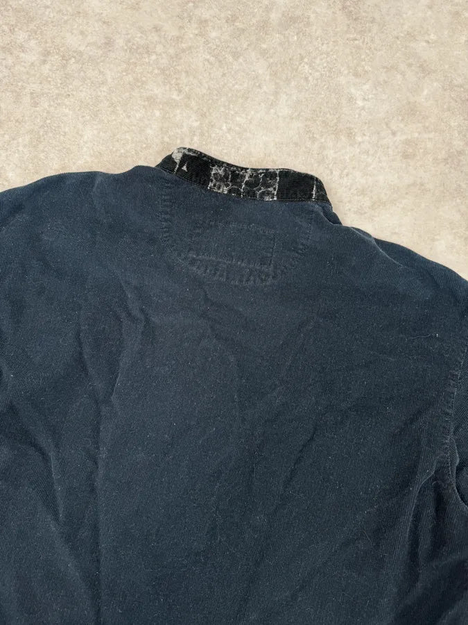 2000s Jean Paul Gaultier Navy Corduroy Henley Shirt DfCsYuv 5