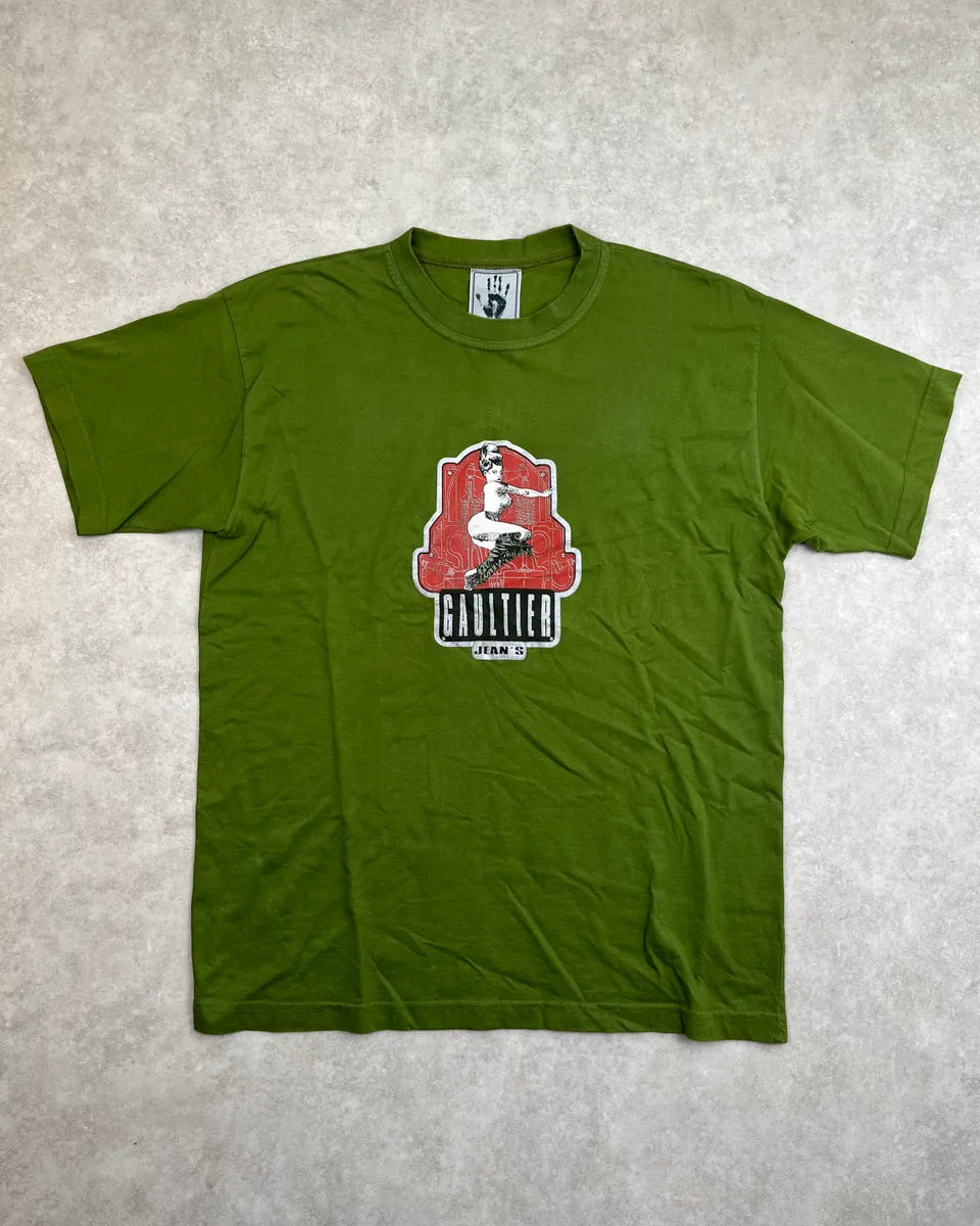 SS1994 Jean Paul Gaultier Green Lady Graphic T-Shirt zyZzxkC 0