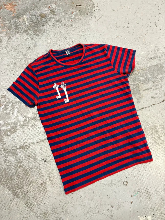 SS2009 Jean Paul Gaultier Red & Navy Striped Double Keys T-Shirt MvHUDfj 3