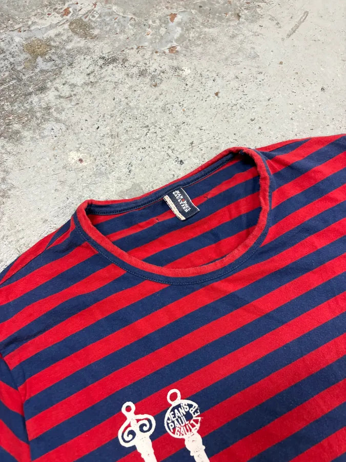 SS2009 Jean Paul Gaultier Red & Navy Striped Double Keys T-Shirt MvHUDfj 4