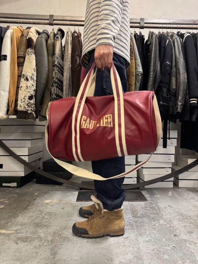 Jean Paul Gaultier Red Leather Boxing Sport Handle Bag VywJLwi 1