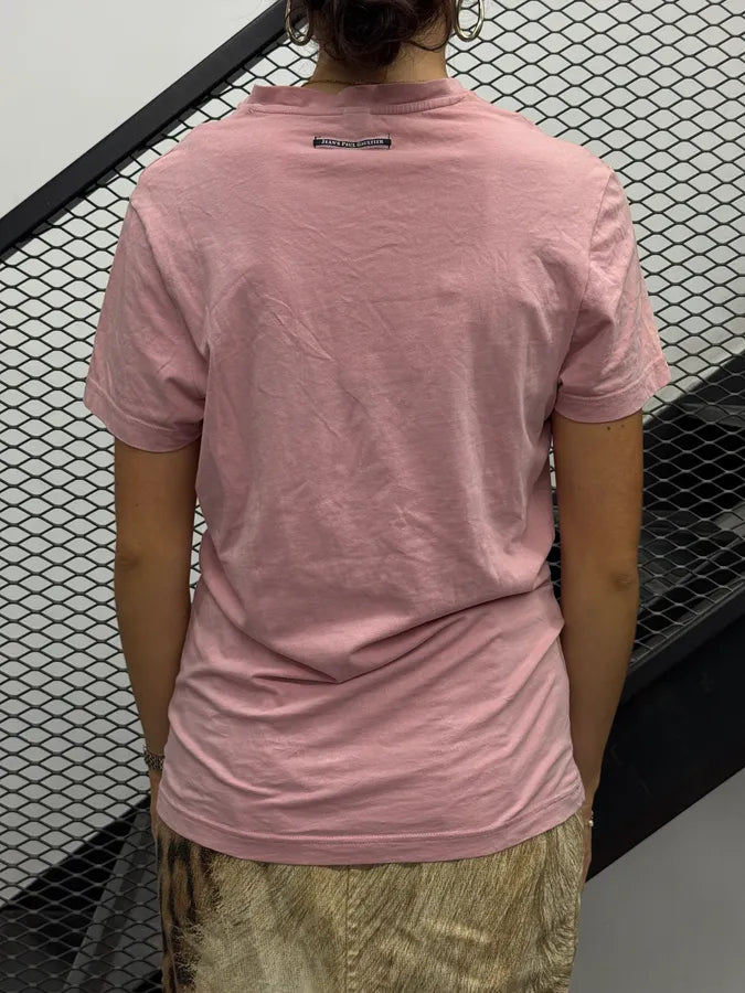 2000s Jean Paul Gaultier Pink Ornamental Print V Neck T-Shirt iGgBlrY 3