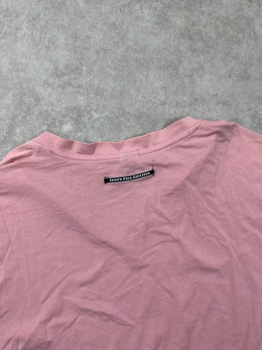 2000s Jean Paul Gaultier Pink Ornamental Print V Neck T-Shirt iGgBlrY 5