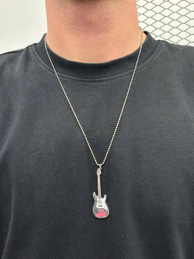 Jean Paul Gaultier Silver Grey Metal Guitar Necklace klTtPgS 1