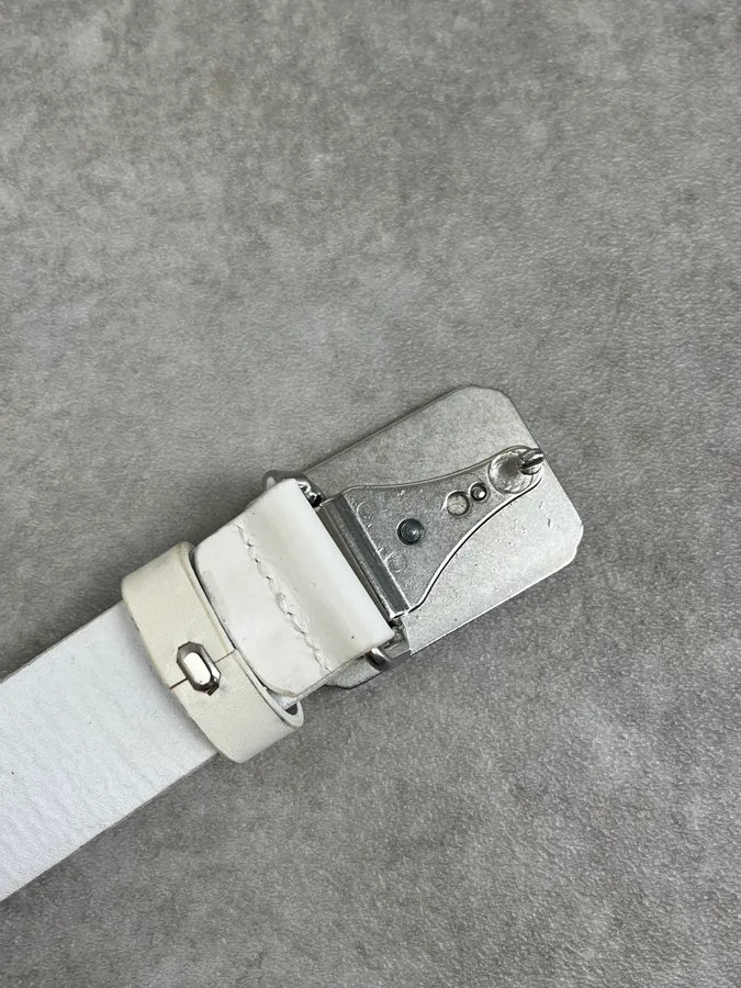 2000s Jean Paul Gaultier White Leather Logo Belt gyMERTO 6