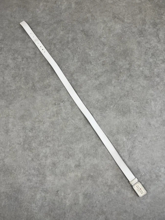 2000s Jean Paul Gaultier White Leather Logo Belt gyMERTO 7