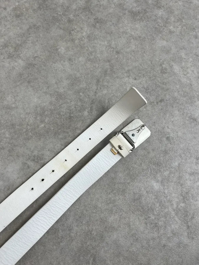 2000s Jean Paul Gaultier White Leather Logo Belt gyMERTO 5