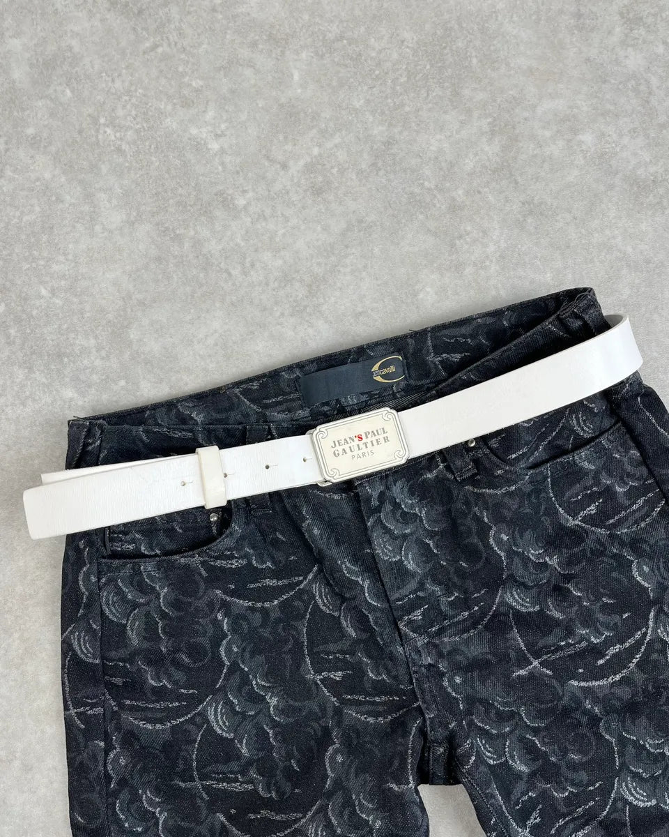 2000s Jean Paul Gaultier White Leather Logo Belt gyMERTO 0