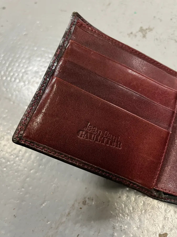 Jean Paul Gaultier World Eroded Burgundy Leather Card Holder  IBtUPFR 4