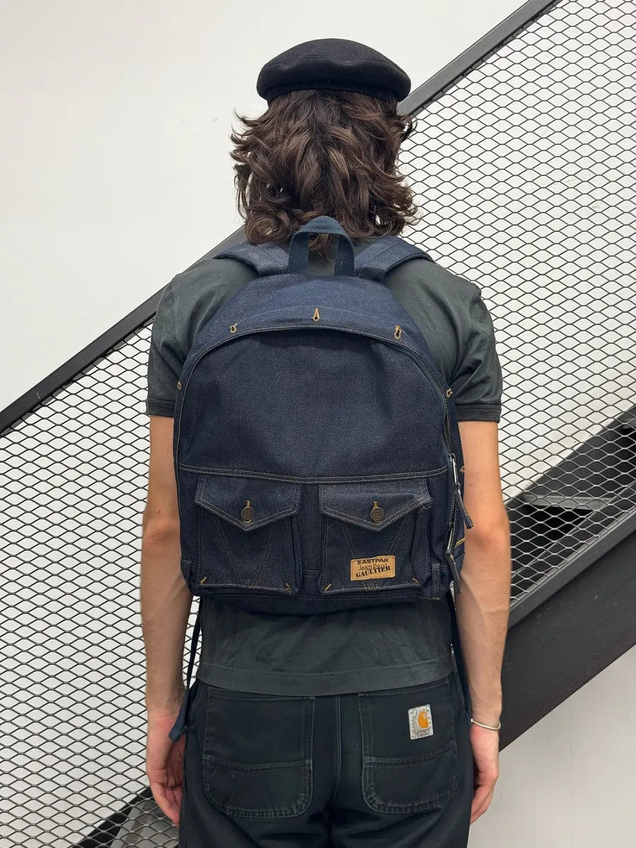 SS2015 Jean Paul Gaultier x Eastpak Navy Denim Cargo Backpack ULiVgMQ 2