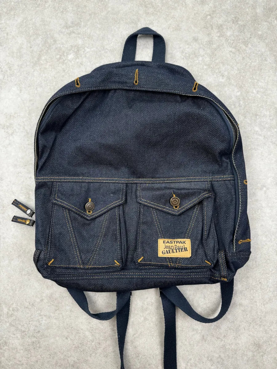SS2015 Jean Paul Gaultier x Eastpak Navy Denim Cargo Backpack ULiVgMQ 0