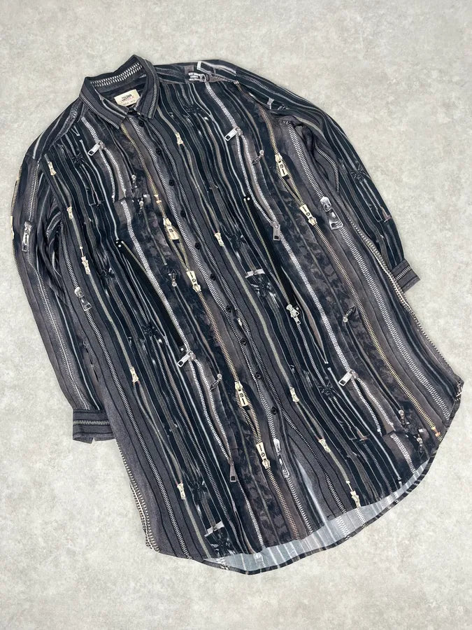 2000s Jean Paul Gaultier Zippers Print Long Shirt eKVFFjY 4