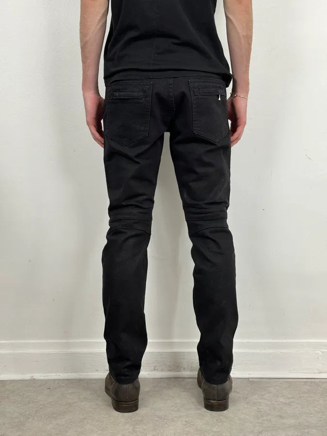 2010s Balmain Italian Black Padded Biker Slim Pants kltVCuH 3