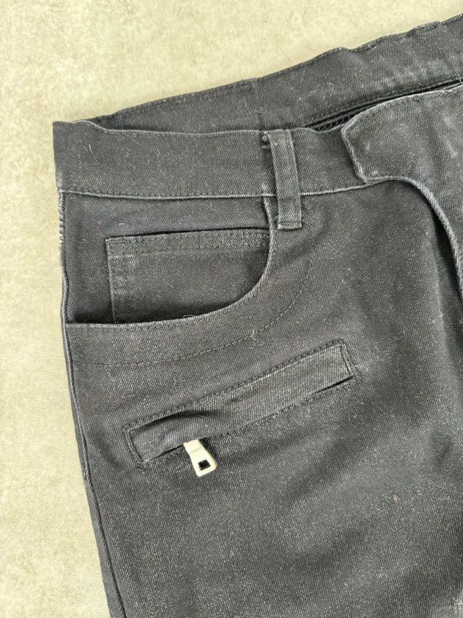2010s Balmain Italian Black Padded Biker Slim Pants kltVCuH 8