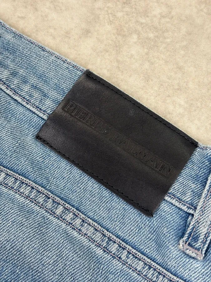 2000s Pierre Balmain Blue Biker Denim Jeans  dXLiFow 10
