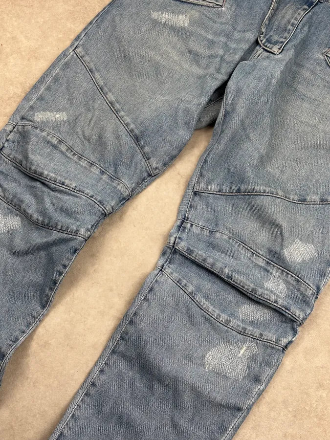 2000s Pierre Balmain Blue Biker Denim Jeans  dXLiFow 9