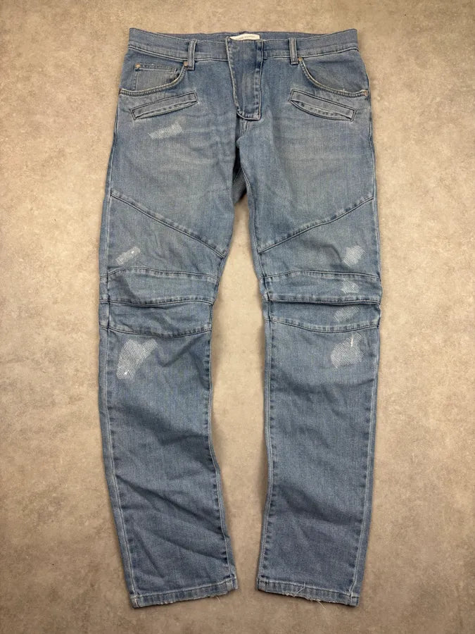 2000s Pierre Balmain Blue Biker Denim Jeans  dXLiFow 3