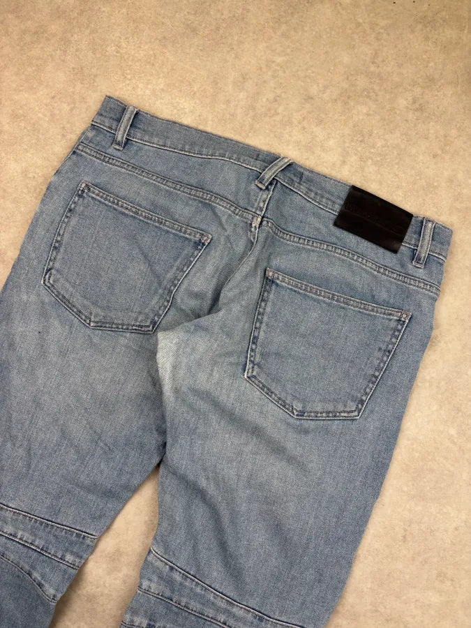 2000s Pierre Balmain Blue Biker Denim Jeans  dXLiFow 6