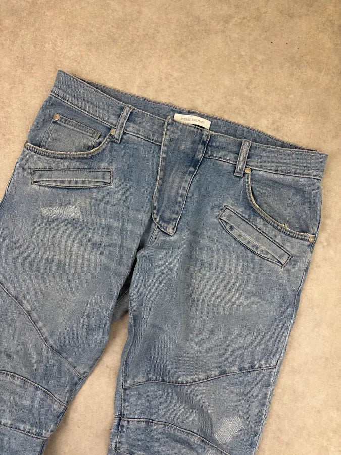 2000s Pierre Balmain Blue Biker Denim Jeans  dXLiFow 4