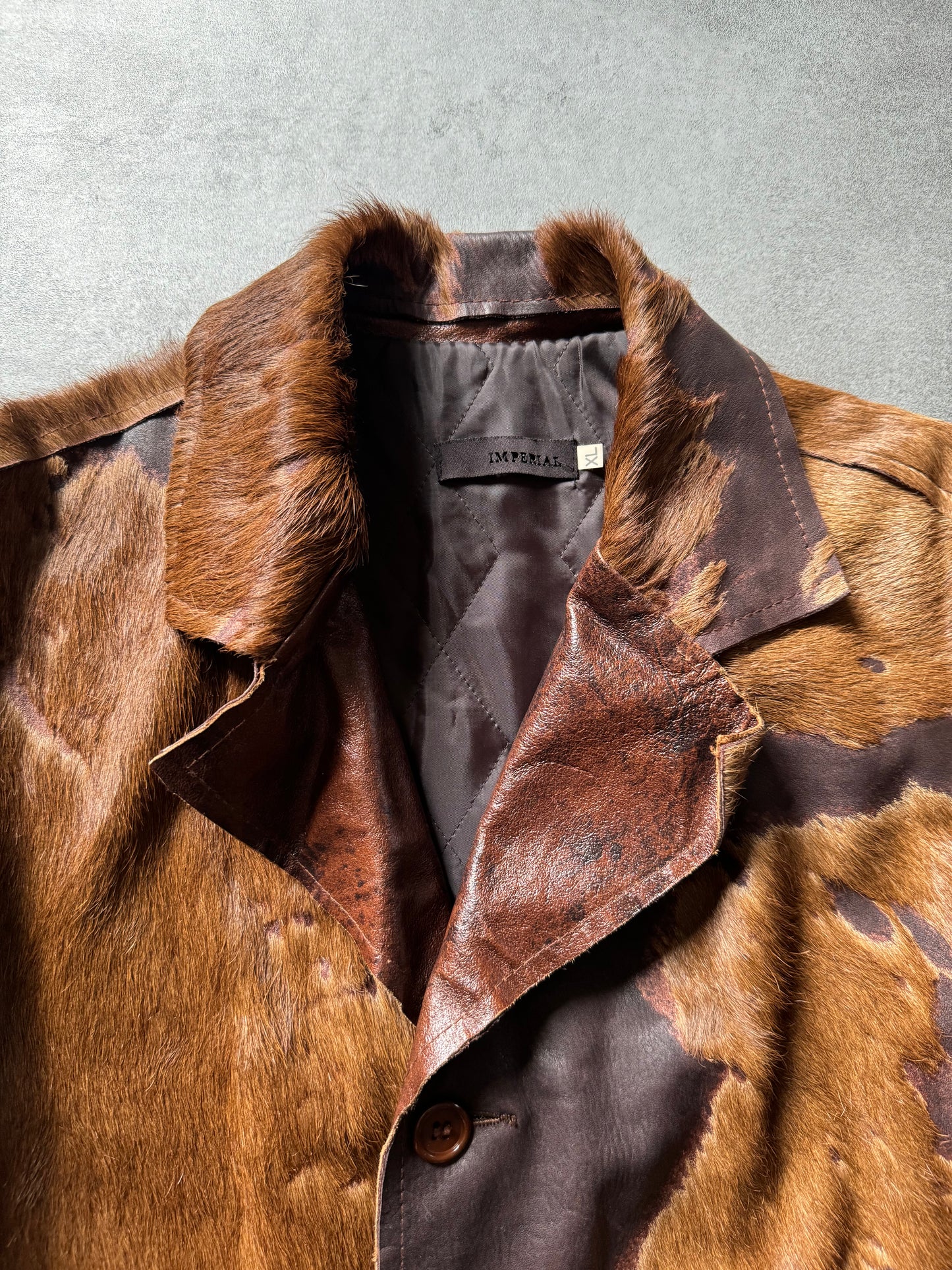 2000s Imperial Cowhide Brown Fur Leather Jacket (M) - 8