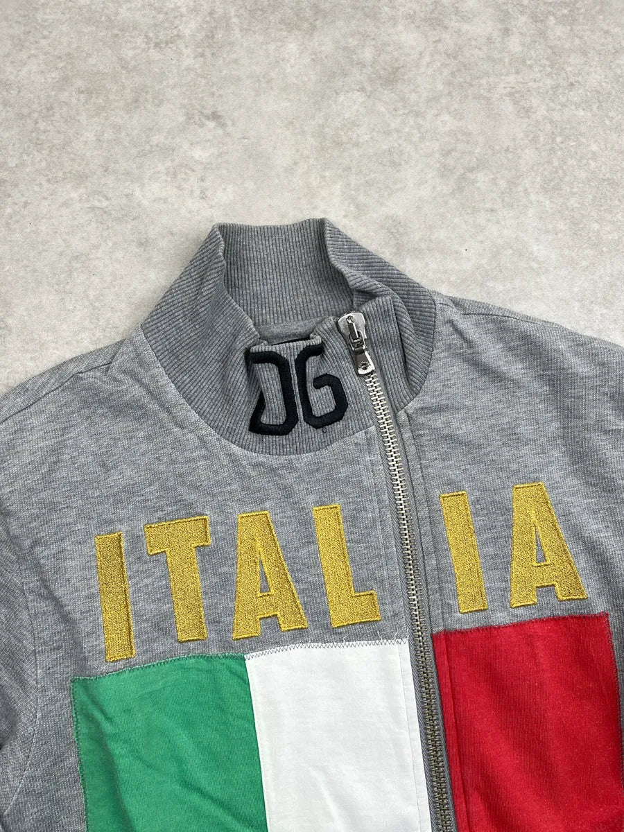AW2005 Dolce & Gabbana Grey Italia Flag Zip-Up Sweater jflJFEYI 5