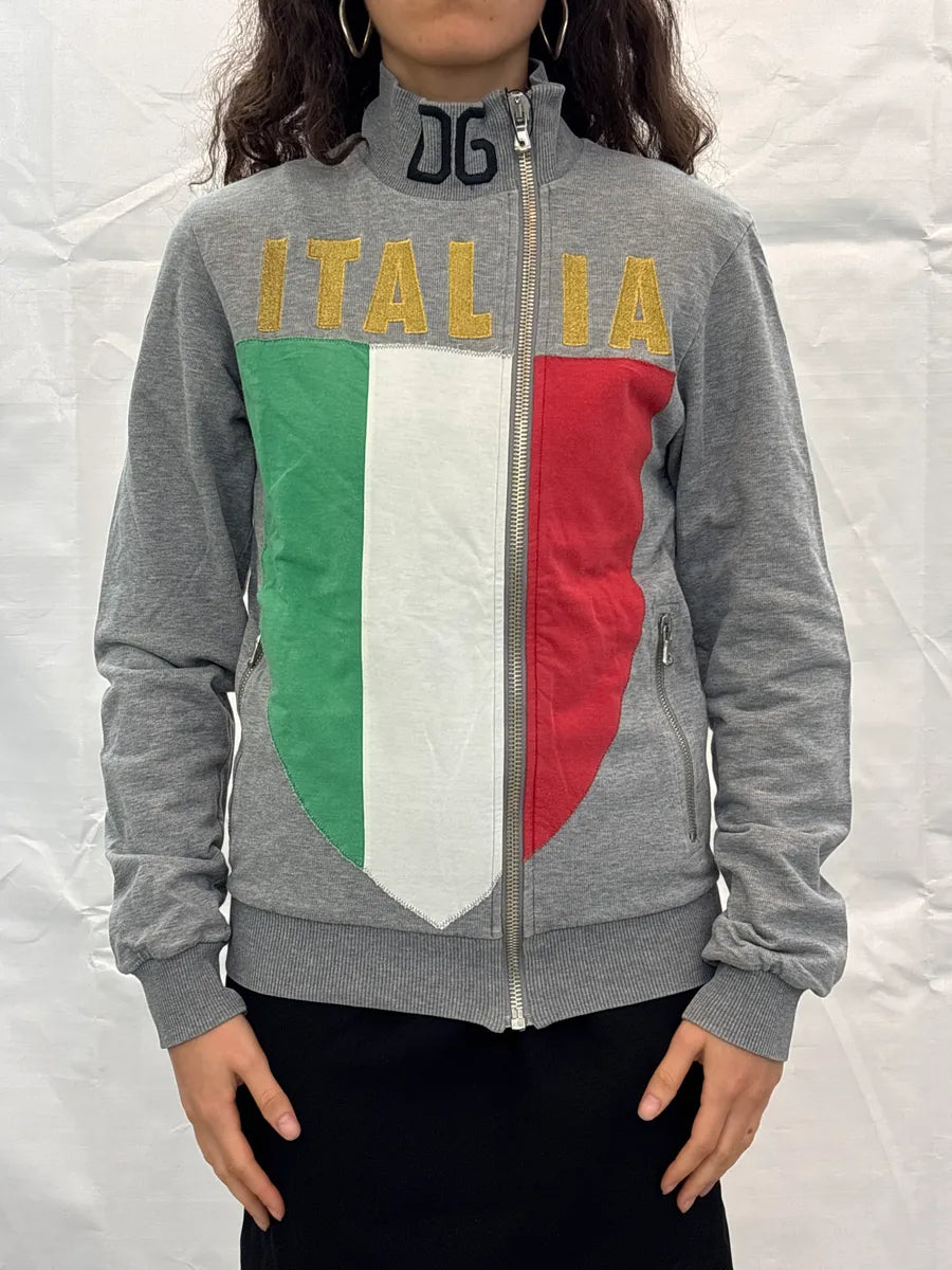 AW2005 Dolce & Gabbana Grey Italia Flag Zip-Up Sweater jflJFEYI 1