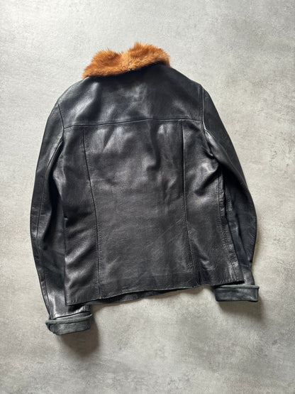 1990s Dolce & Gabbana Precise Premium Black Leather Jacket  (S) - 4