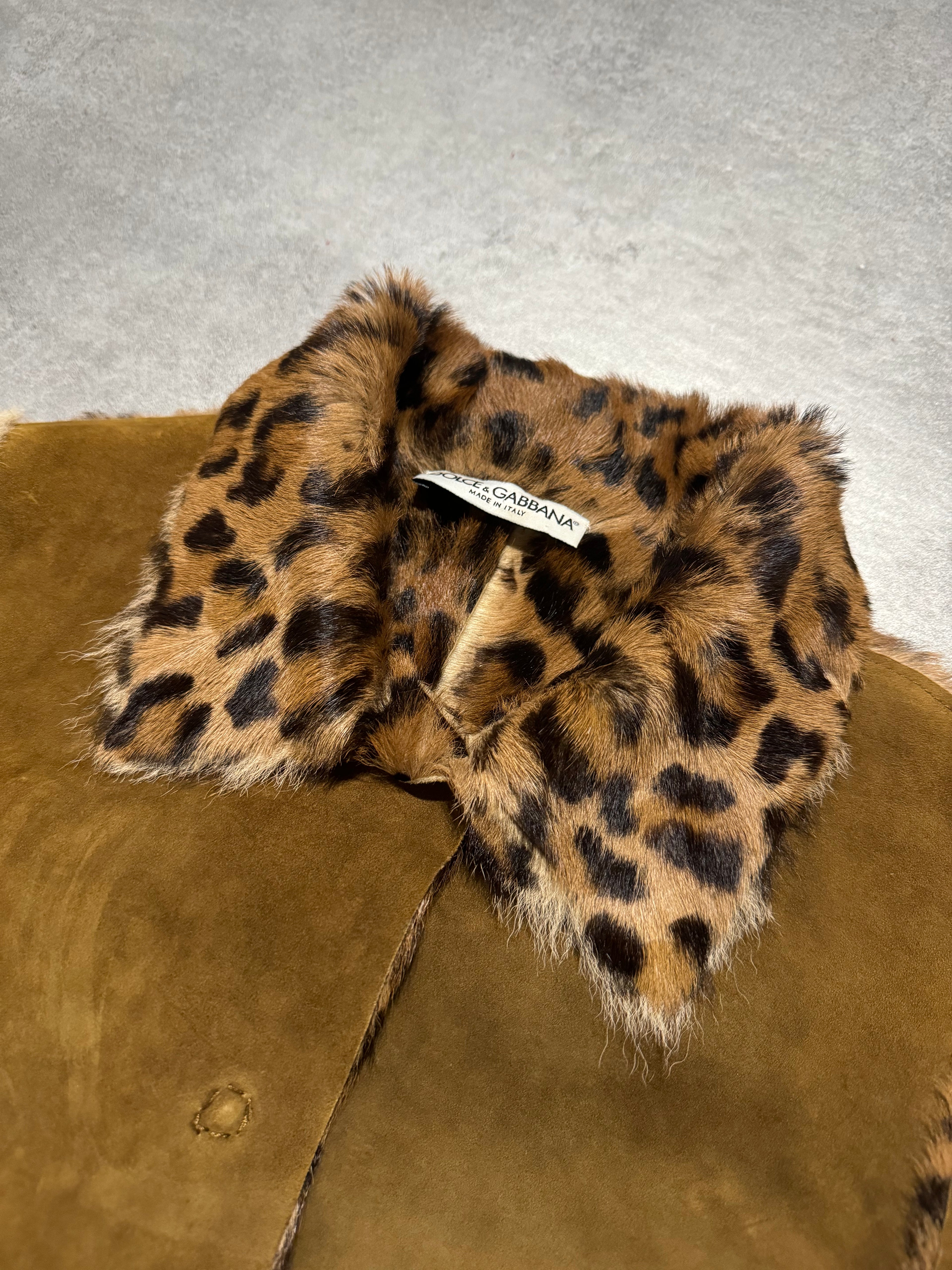 Dolce & Gabbana Leopard Fur Leather Buttoned Jacket (XS) - 9