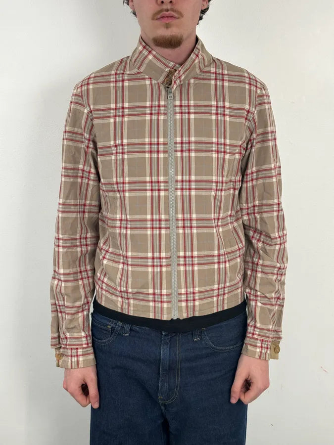 Jil Sander Beige Cotton Reversible Bomber Jacket Plaid  jXGfNVu 1