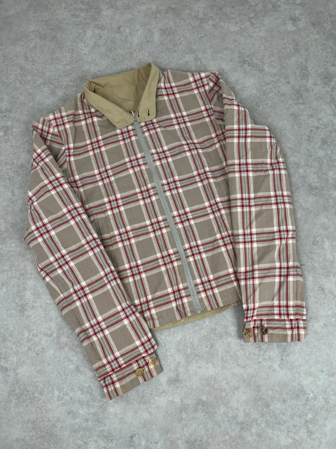 Jil Sander Beige Cotton Reversible Bomber Jacket Plaid  jXGfNVu 5