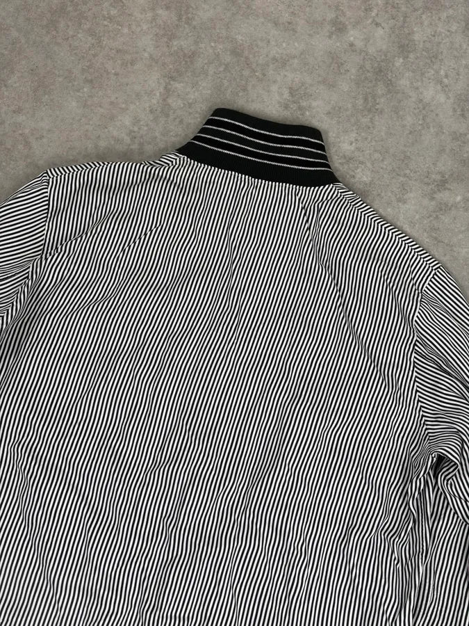 AW2015 Jil Sander Black & White Striped Light Zip-Up Jacket zYZQpGU 5