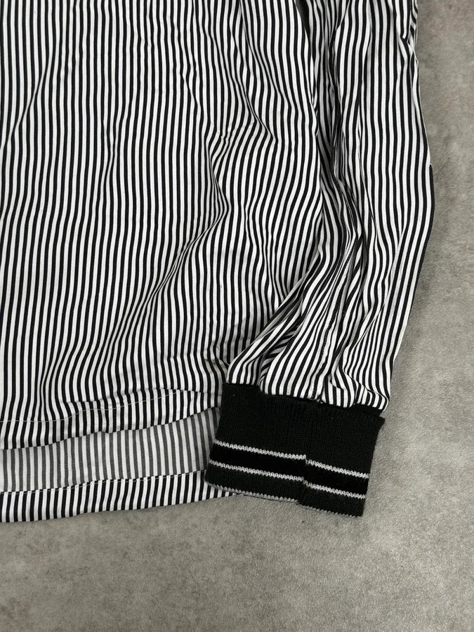 AW2015 Jil Sander Black & White Striped Light Zip-Up Jacket zYZQpGU 7