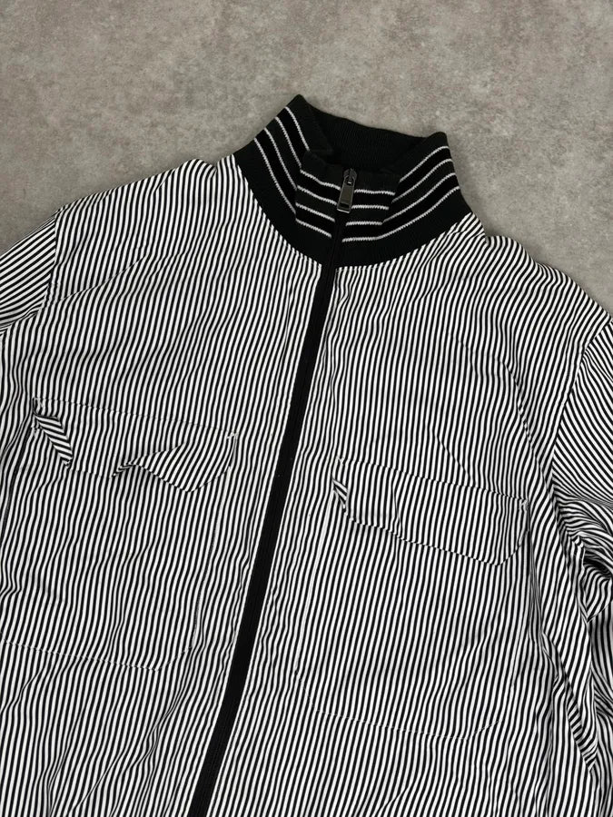 AW2015 Jil Sander Black & White Striped Light Zip-Up Jacket zYZQpGU 3