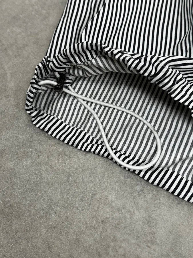 AW2015 Jil Sander Black & White Striped Light Zip-Up Jacket zYZQpGU 8