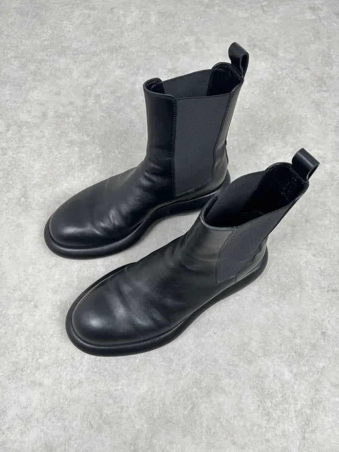 Jil Sander Black Ankle Leather Combat Boots IFOGlfO 3