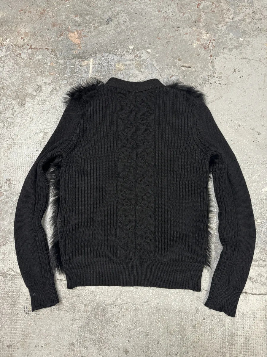 Jil Sander Black Fur Plushed Wool Cardigan FnDHJFT 1