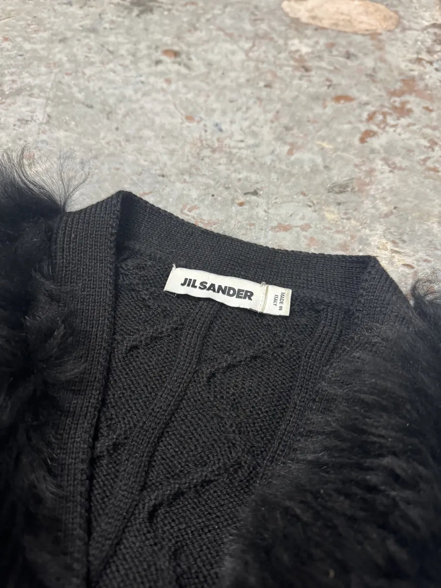 Jil Sander Black Fur Plushed Wool Cardigan FnDHJFT 5
