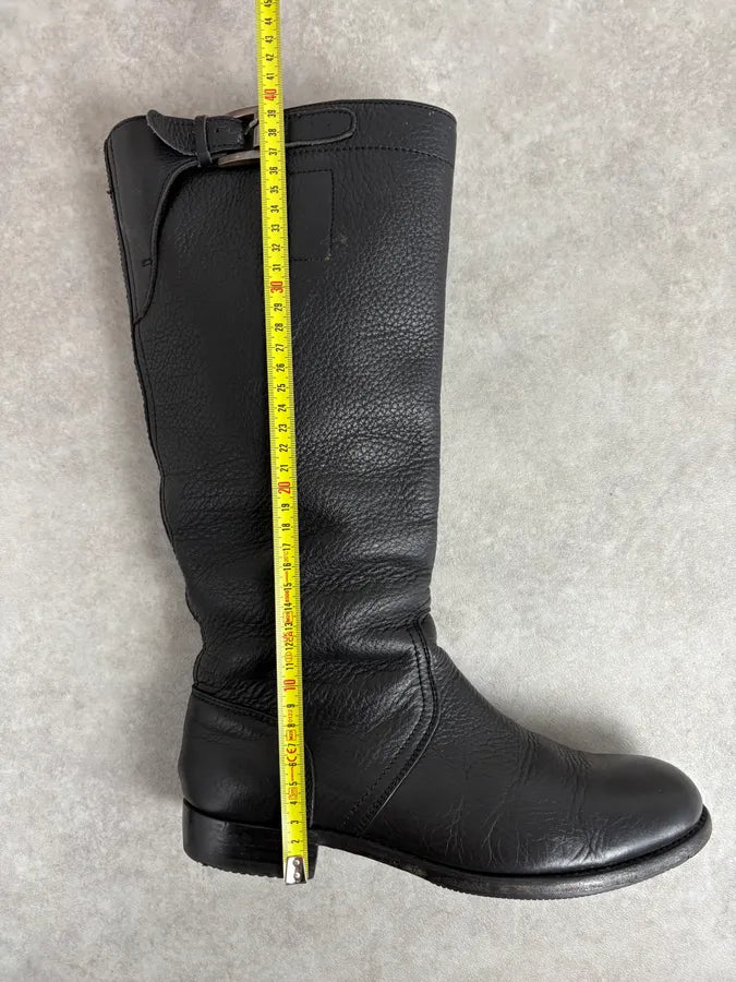 Jil Sander Black Leather Ankle Biker Boots oFgBMQw 7