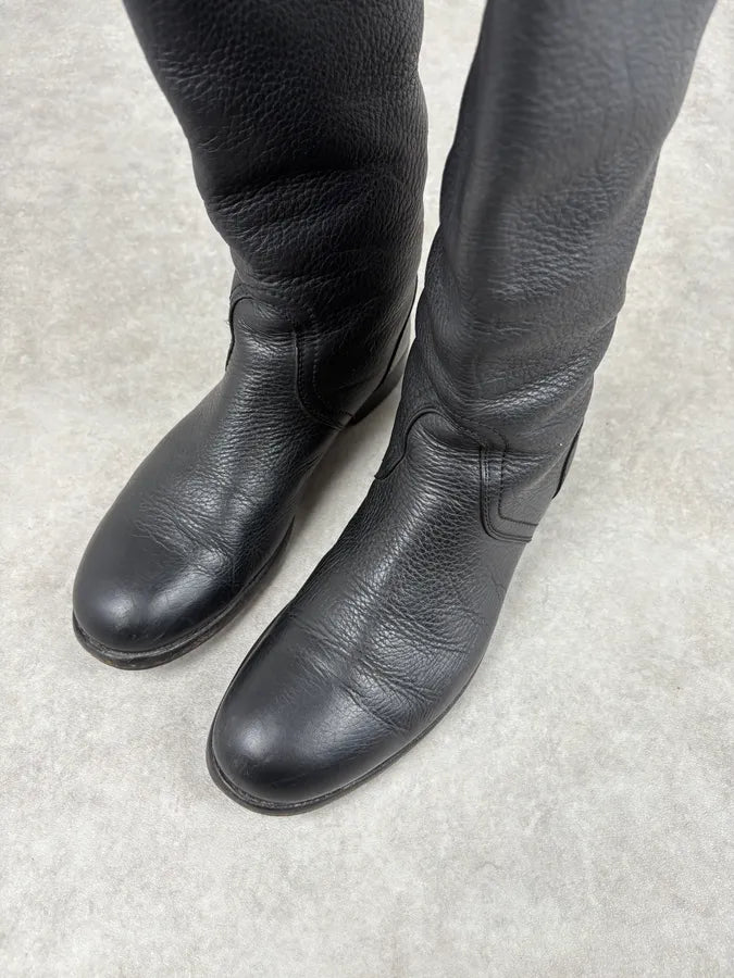 Jil Sander Black Leather Ankle Biker Boots oFgBMQw 2