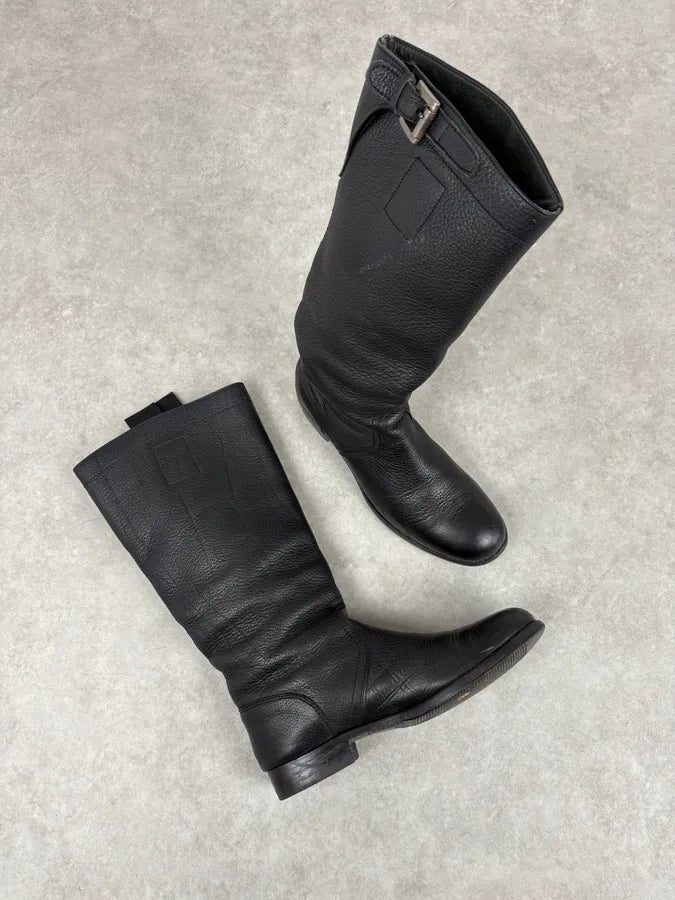 Jil Sander Black Leather Ankle Biker Boots oFgBMQw 4