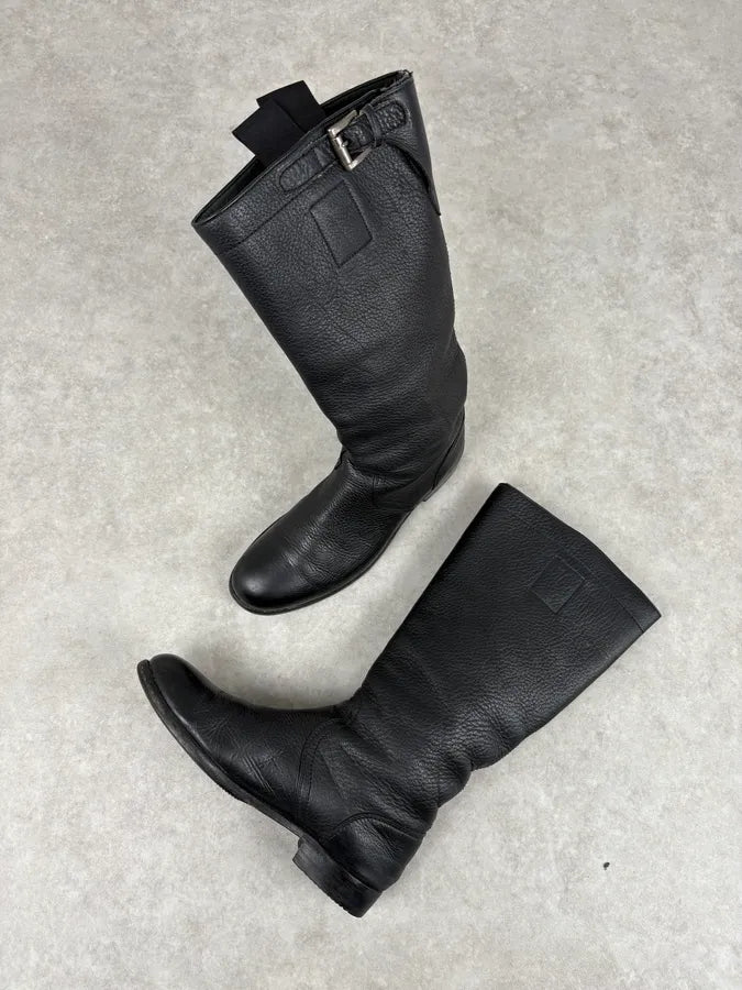 Jil Sander Black Leather Ankle Biker Boots oFgBMQw 5